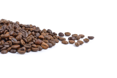 coffee beans stripes isolated in white backgroundの写真素材