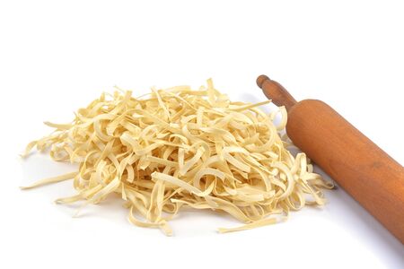 fresh homemade noodles with eggの写真素材