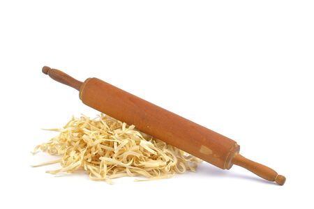 fresh homemade noodles with eggの写真素材