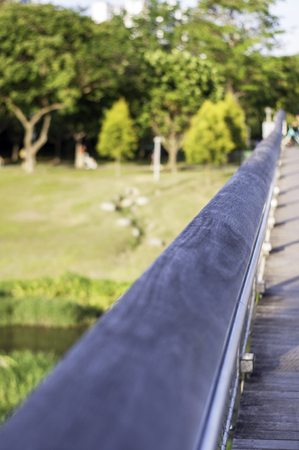Pedestrian Bridge Railing at the Parkの写真素材