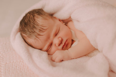 portrait of a newborn girlの写真素材