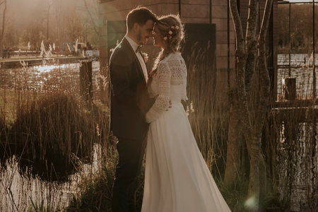 lovely portrait of the bride and the groomの写真素材