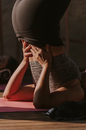 Woman doing yogaの写真素材