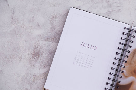July calendar on a notebook