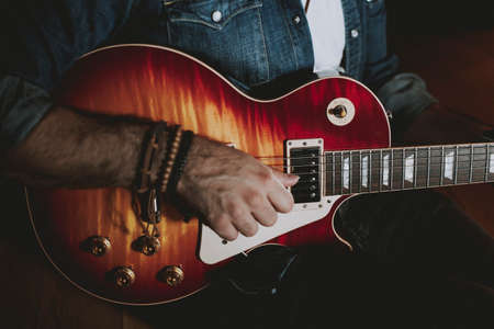indoor portrait of a musician manの写真素材