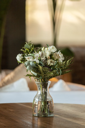 beautiful flower arrangement on a tableの写真素材