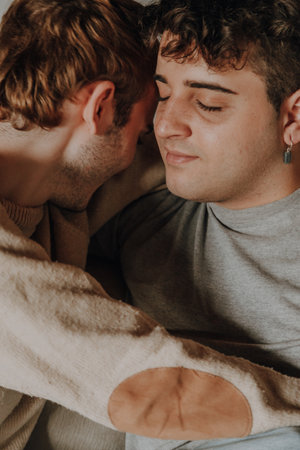 valentines day young gay coupleの写真素材