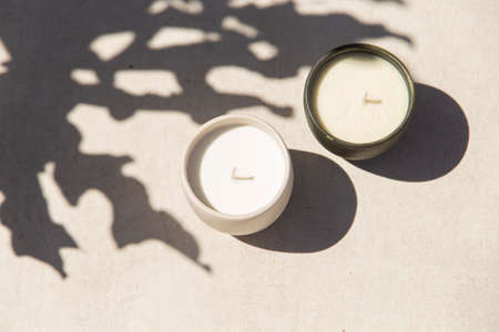 home decoration with candles calm atmosphereの写真素材