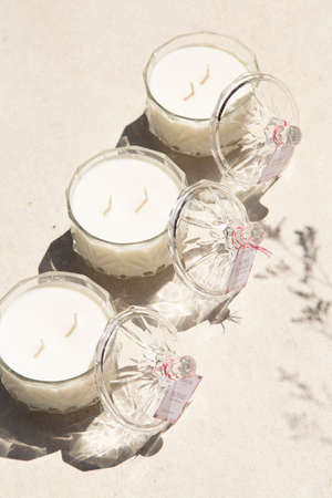 home decoration with candles calm atmosphereの写真素材