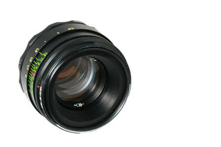 Black objective m42 a scale of distances and diaphragmsの写真素材