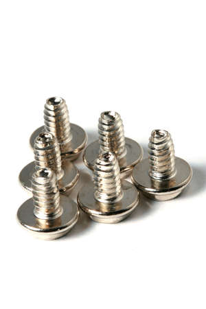 The chromeplated fixing screws for a computerの写真素材