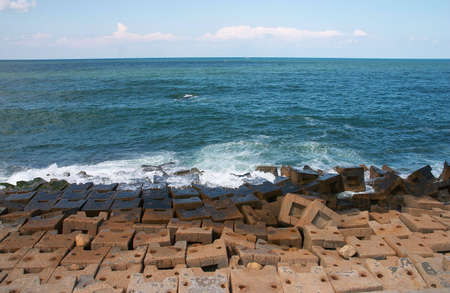 Artificial coast from concrete of Protected stone blocksの写真素材