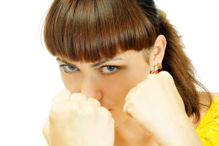 Hitwoman, isolated on whiteの写真素材