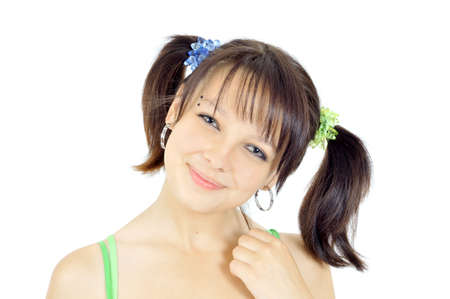 cute smiling girl, isolated on whiteの写真素材