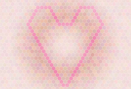 Light pink heart colored hexagon backgroundのイラスト素材