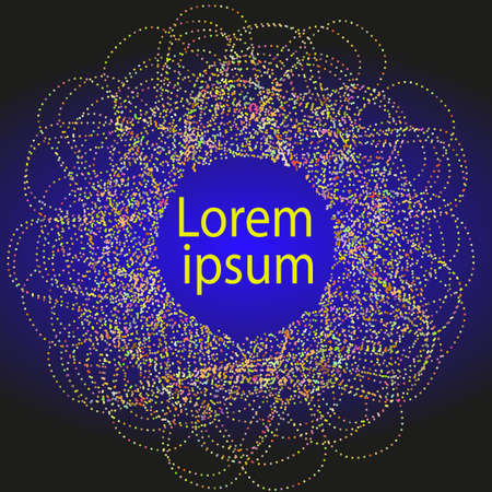 Geometric ornaments with dotted lines in black background.のイラスト素材