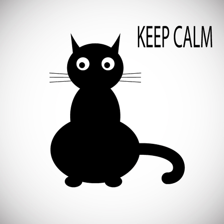 Black cat icon flat style. Isolated on white background. Vector illustrationのイラスト素材
