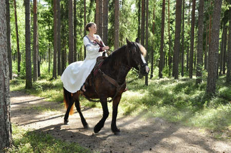 Princess bride riding on a horse/ wedding