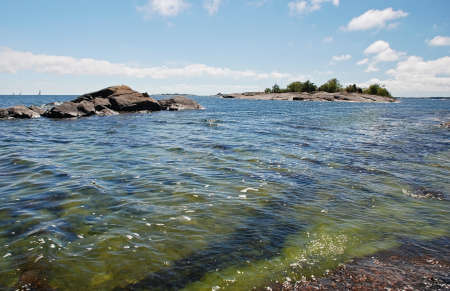 Rocky coast at sea archipelago in Swedenの写真素材