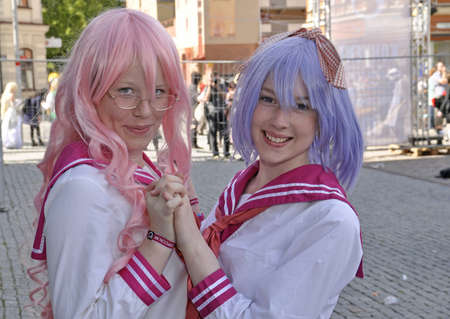 Uppsala, Sweden - June 15: Participant of young people in Swedish character cosplay pose in Anime...