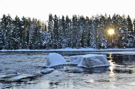 River landsape in midwinter light