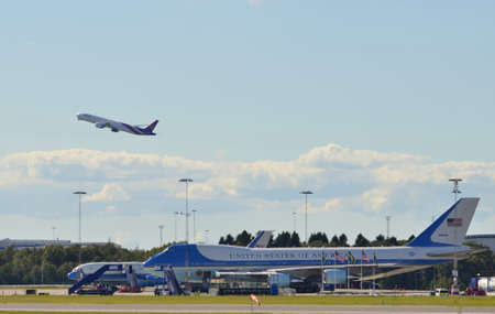 Arlanda, Sweden - September 4  Air Force One taxis on Arlanda international airport as US president...