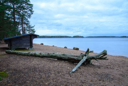 Scenic view of a lake landscapeの写真素材