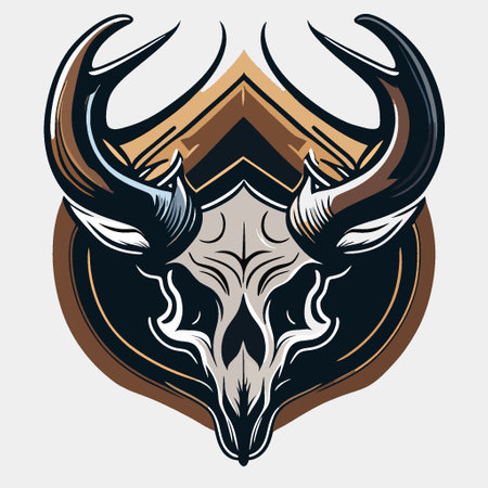 Bull head with horns on a shield. Vector illustration for your designのイラスト素材