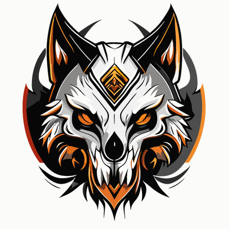 Vector illustration of an angry fox head isolated on a white background.のイラスト素材