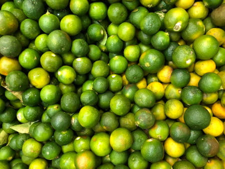 Lot of fresh and raw ripe lime. Selective focus. This image may contain noise, blurry clouds due to long exposure, soft focus and poor lightingの写真素材