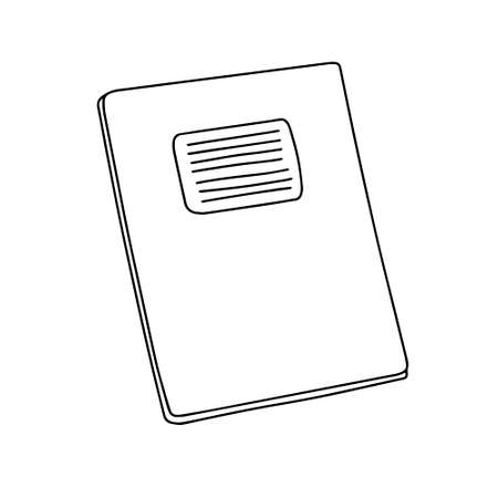 Copybook school accessory in hand drawn doodle style vector illustration, back to school concept image, cute line artのイラスト素材