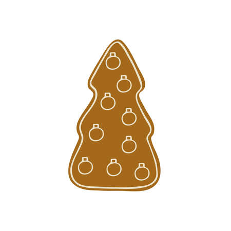 Christmas gingerbread cookies traditional holiday celebration design hand drawn in doodle style decorated with sugar icing winter sweet food for greeting card, invitations, banner vector illustrationのイラスト素材
