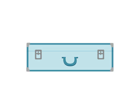 Old-fashioned romantic rectangular suitcase for clothes, accessories for trip, vacation, vector simple flat style hand-drawn illustration clipart for greeting cards, invitations, summer holiday designのイラスト素材