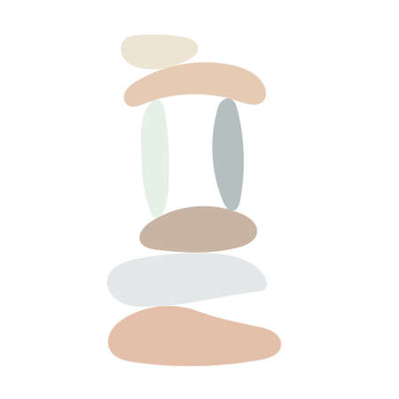 Zen stones simple abstract vector illustration in flat style, relax, meditation and yoga concept, boho colors stone pyramid for making banners, posters, cards, prints, wall artのイラスト素材