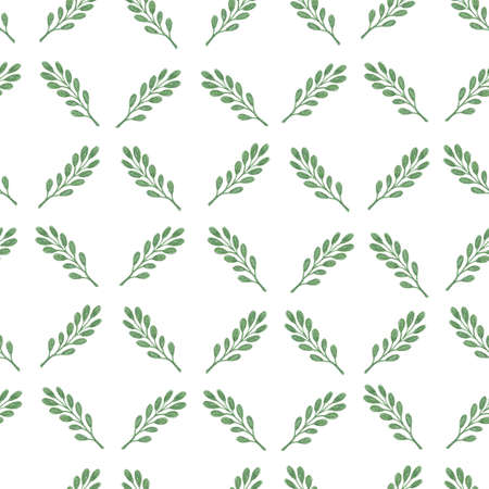 Green leaves in diagonal simple seamless pattern, natural repeat geometry ornament, watercolor illustration for textile, gift paper, eco-friendly holiday decorの写真素材