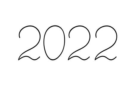 New Year 2022 calligraphy text design, hand written vector inscription poster, date for calendar,...