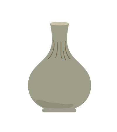 Bohemian flower vase in simple flat style abstract vector pastel colored isolated illustration, trendy minimalist cozy home concept, romantic greeting card, invitation, home decorのイラスト素材
