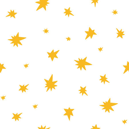 Stars winter sky seamless pattern simple doodle hand drawn minimalist repeat vector illustration, Merry Christmas holiday elements ornament for seasons greetings, invitations, textile, gift paperのイラスト素材