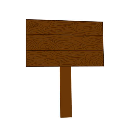 Wooden blank board made of textured planks, cartoon style hand drawn vector illustration, signboard isolated object, decorative elementのイラスト素材