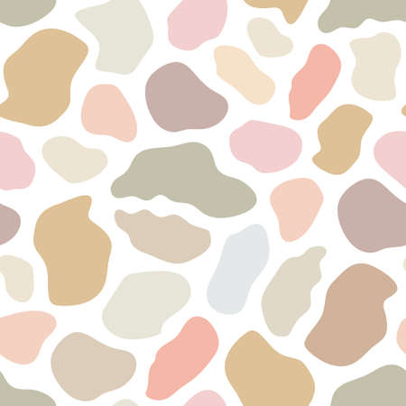 Tender pastel colored abstract elements seamless pattern vector illustration, simple hand drawn trendy style bohemian vintage ornament for textile, fabric, wrapping gift paper, romantic backgroundのイラスト素材