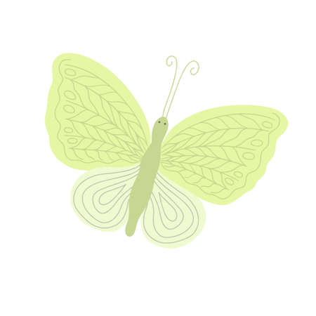 Fancy little colorful butterfly in simple flat style vector illustration, symbol of Easter holidays, spring or summer, celebration decor, clipart for cards, banner, springtime decoration, cute insectのイラスト素材