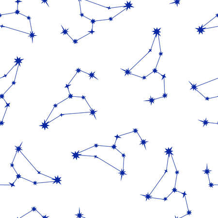 Zodiac Leo constellation seamless pattern simple vector illustration, astrology horoscope symbol for...