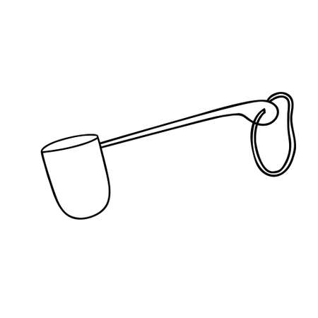 Japanese tea ladle simple outline hand drawn vector illustration, traditional bamboo kitchen accessory for tea ceremony, eco-friendly zen conceptのイラスト素材