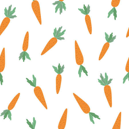 Carrots seamless pattern, fresh vegetable vector illustration, healthy organic food concept, Easter...
