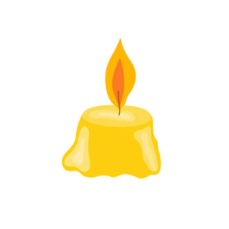Candle simple vector cartoon flat style illustration, clipart useful for Christmas or Halloween holiday decoration, witchcraft attribute doodle hand drawn image, gothic mystical designのイラスト素材