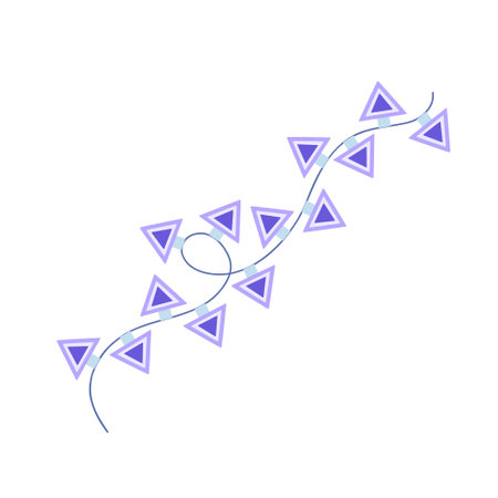 Christmas colorful light violet lights curly string garland simple doodle hand drawn vector illustration, flat style image for winter New Year holiday, birthday events designのイラスト素材