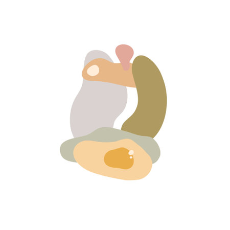 Boho style abstract shapes simple hand drawn objects vector illustration, trendy pastel colors, minimalist collection for making card, banner, modern poster, wall artのイラスト素材