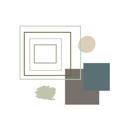 Boho style abstract shapes and outline square forms, simple hand drawn objects vector illustration, trendy pastel colors, minimalist collection for making card, banner, modern poster, wall artのイラスト素材