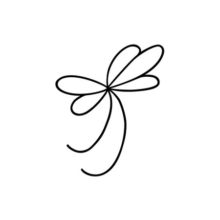 Bow simple outline festive contour vector illustration, accessory for holiday events design, birthday, greeting cards, bannersのイラスト素材