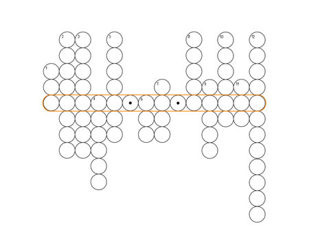 Blank crossword puzzle grid, empty template circles to fill in for riddle, educational or leisure game, ready to be used for making any word puzzleのイラスト素材